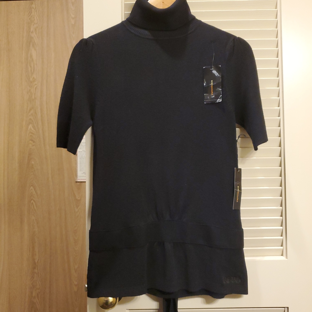 Black Short Sleeve Turtleneck Sweater